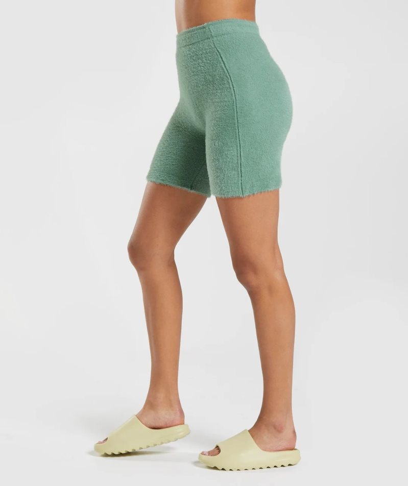 Women's Gymshark Whitney Eyelash Knit Shorts Green | CA 087D53